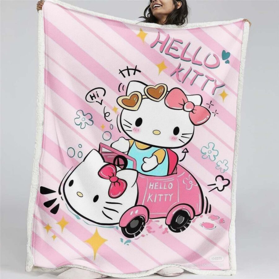 Hello Kitty und rosa Auto Decke - Fleecedecke