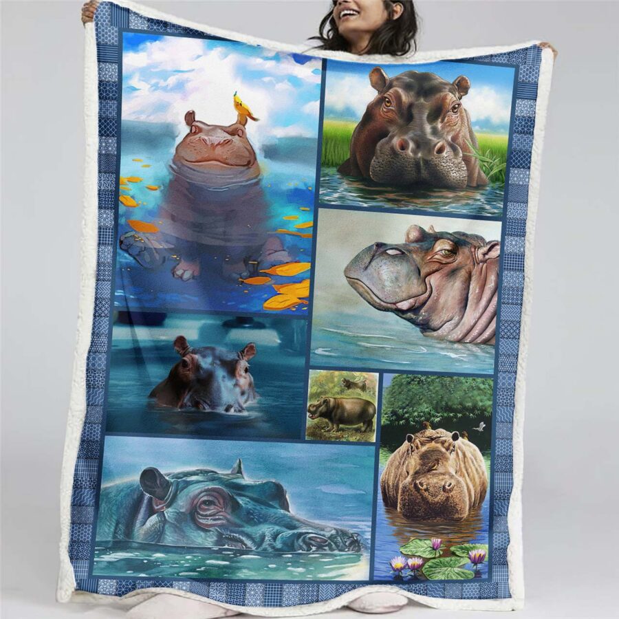 Nilpferd 1001 Decke - Fleecedecke