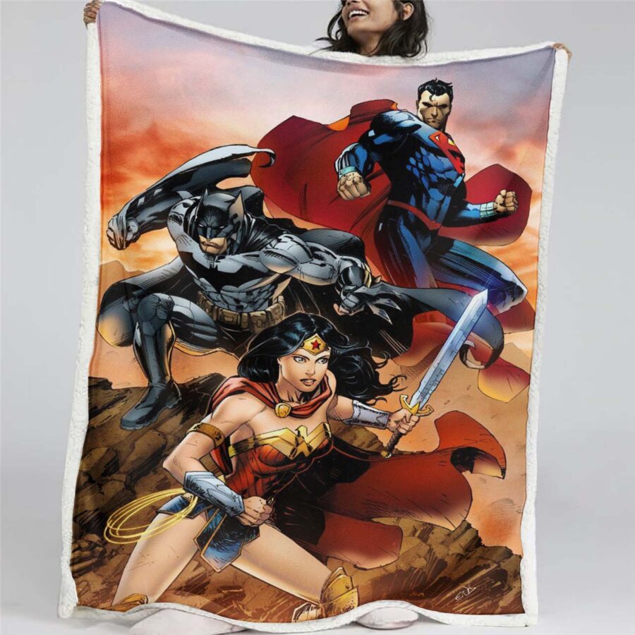 Justice League Alle Charaktere Wonder Woman Batman Superman 02 Decke - Fleecedecke