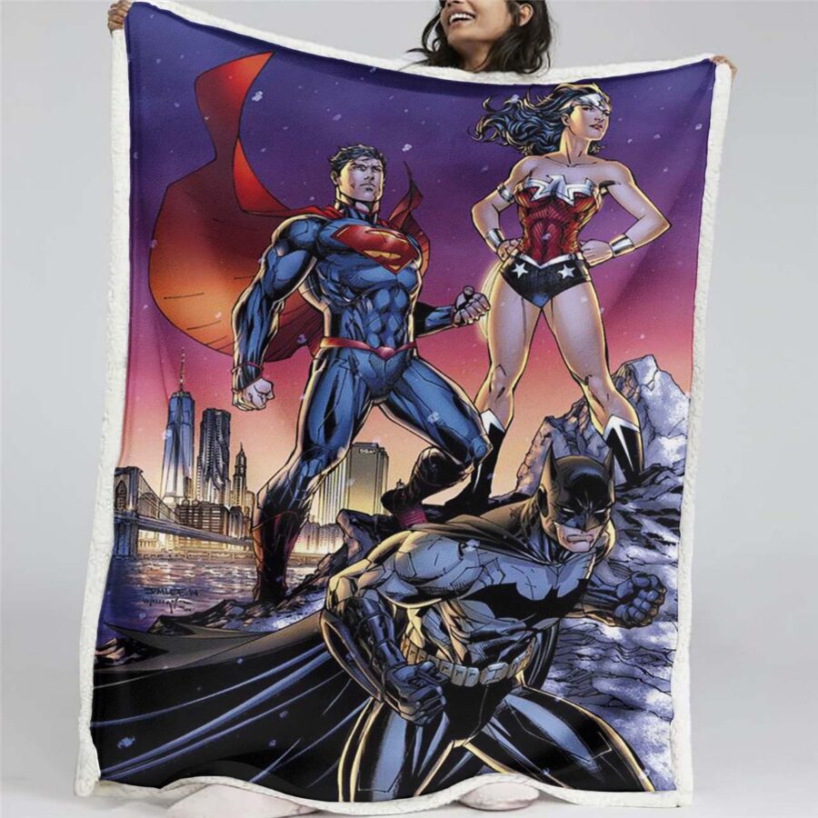 Justice League Alle Charaktere Wonder Woman Batman Superman 03 Decke - Fleecedecke