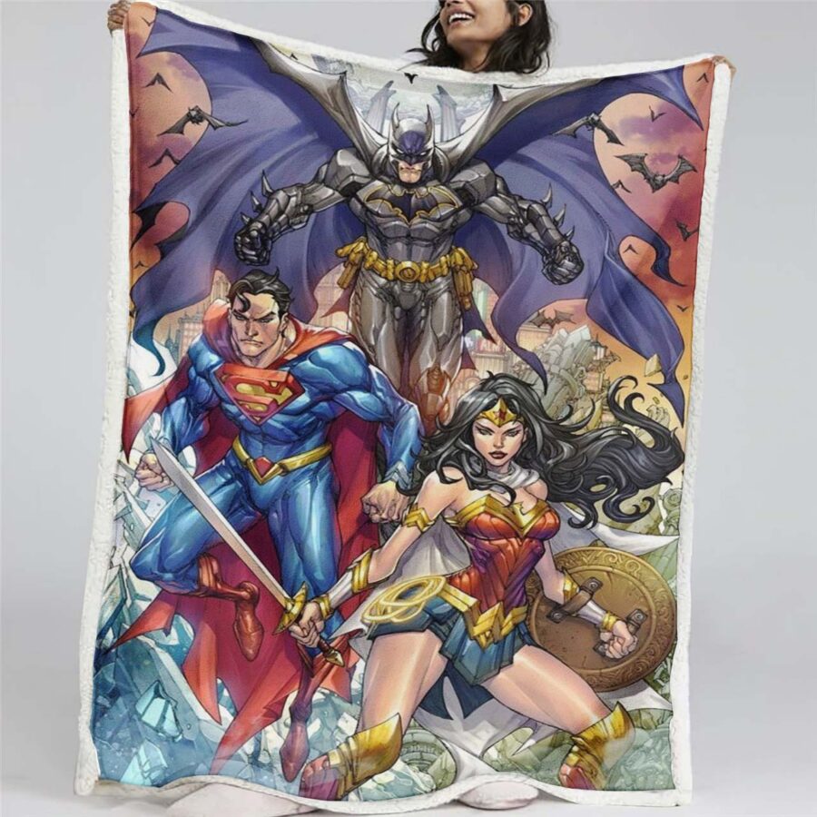 Justice League Alle Charaktere Wonder Woman Batman Superman 04 Decke - Fleecedecke