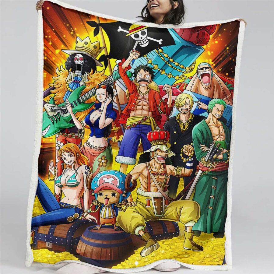 Ruffy und One Piece, alle Charaktere 02 Decke - Fleecedecke