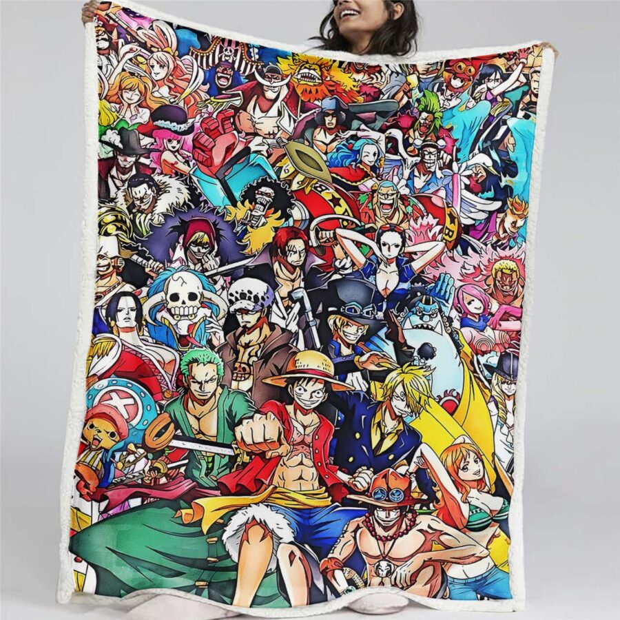 Ruffy und One Piece, alle Charaktere 03 Decke - Fleecedecke
