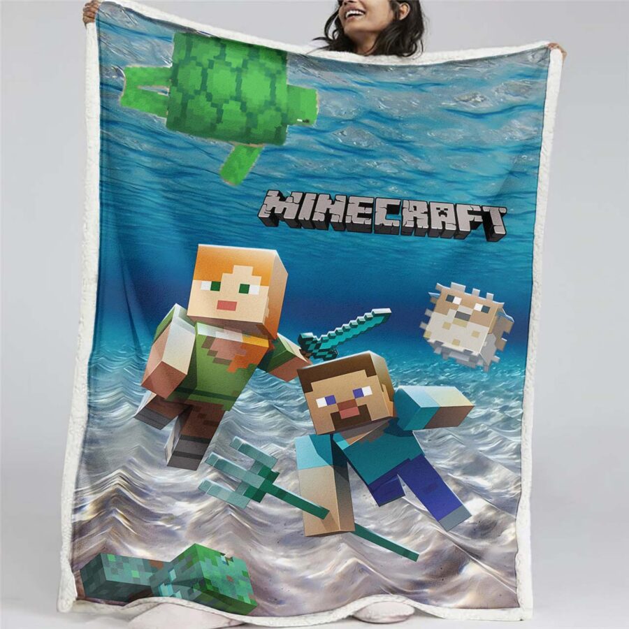 Minecraft-Charaktere unter dem Meer 02 Decke - Fleecedecke