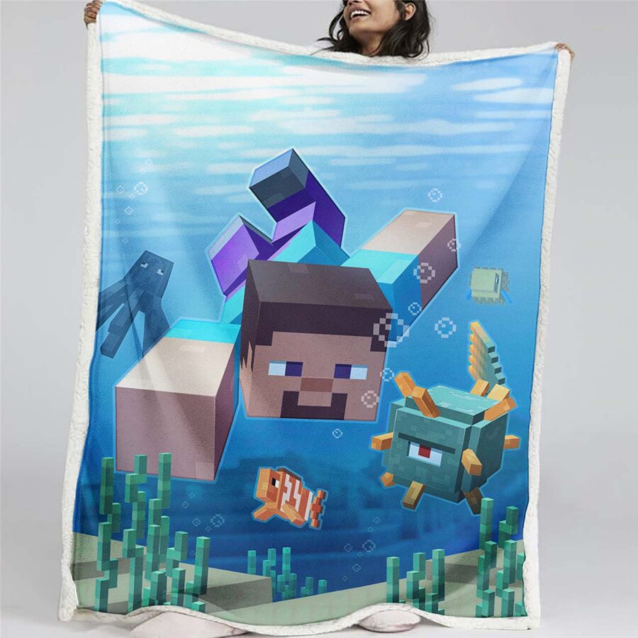 Minecraft-Charaktere unter dem Meer 03 Decke - Fleecedecke