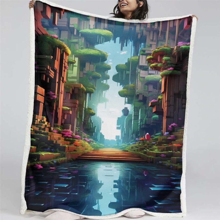 Minecraft-Weltkarte Decke - Fleecedecke