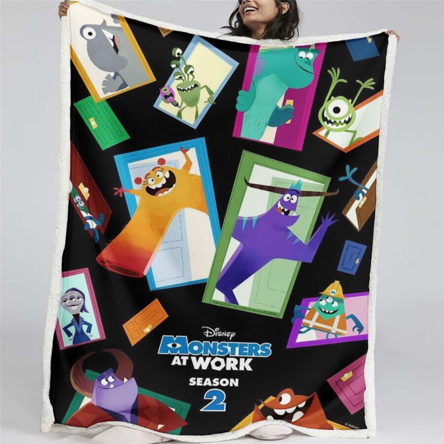 Monster University At Work Alle Charaktere 05 Decke - Fleecedecke