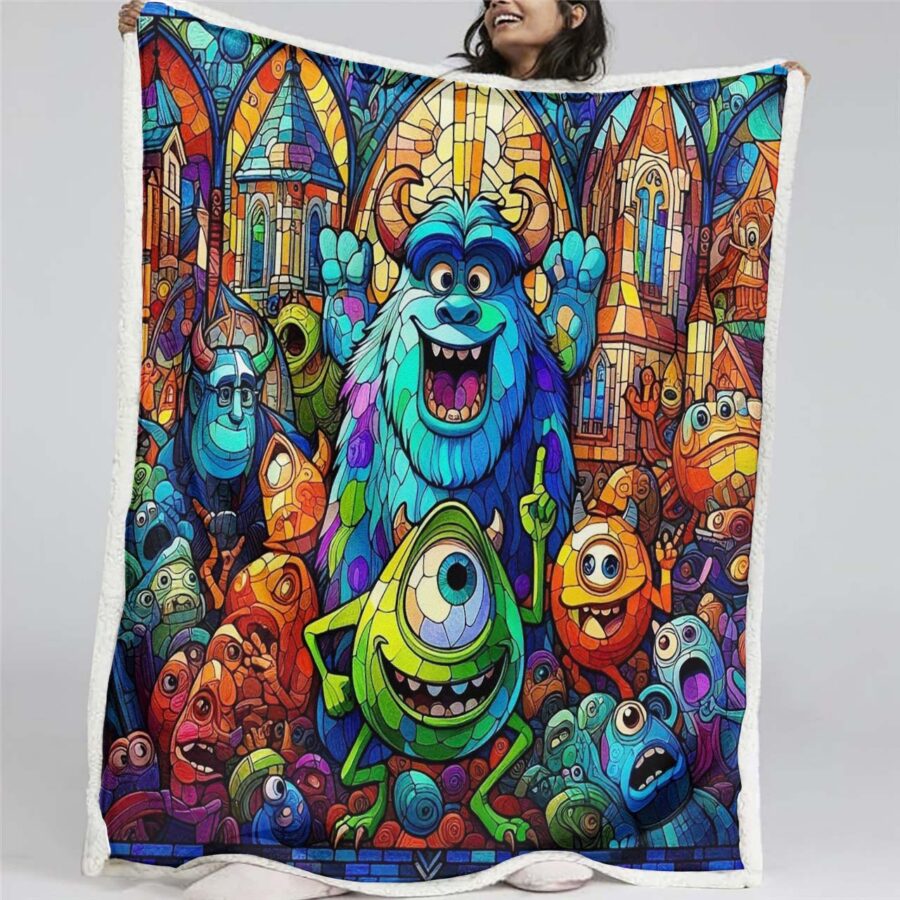 Monster University At Work Alle Charaktere 09 Decke - Fleecedecke