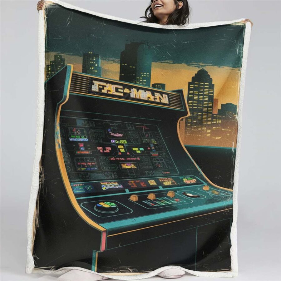 Pacman-Spielautomat 01 Decke - Fleecedecke