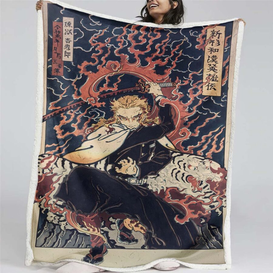 Rengoku Demon Slayer 04 Decke - Fleecedecke