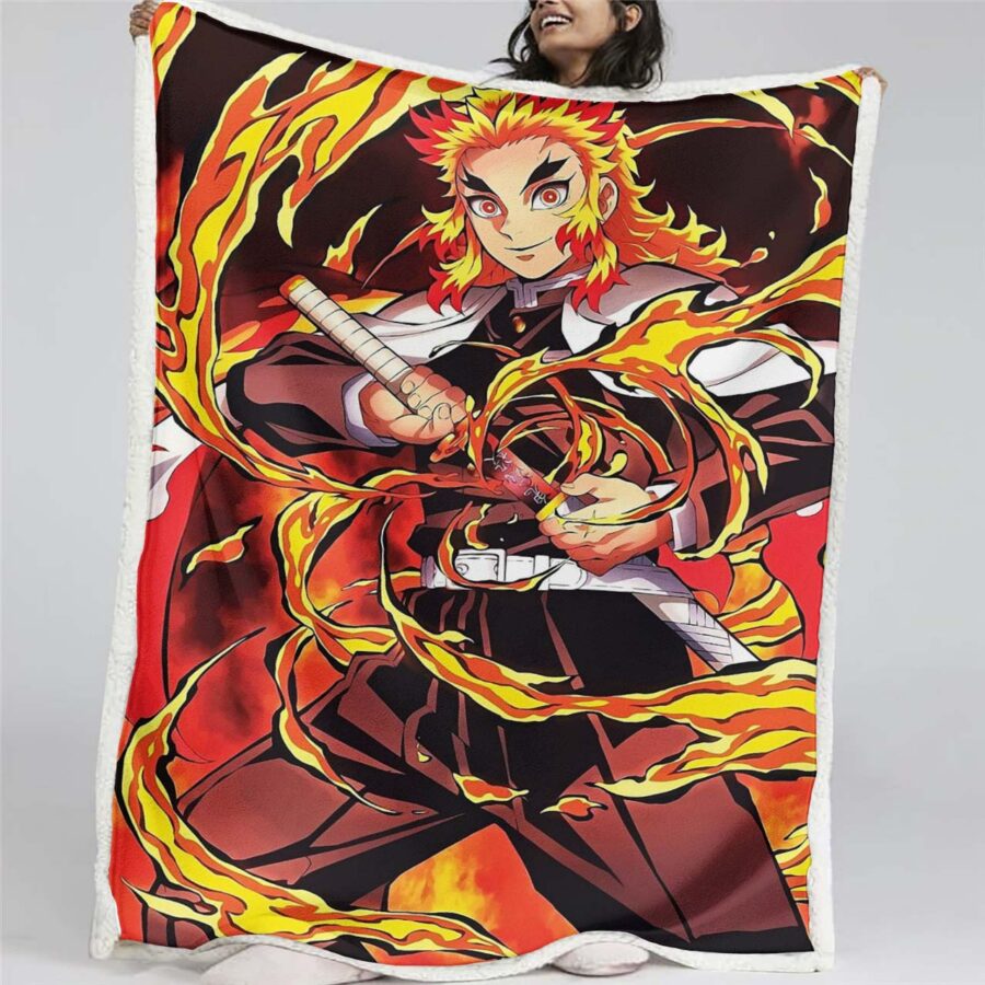 Rengoku Demon Slayer 05 Decke - Fleecedecke