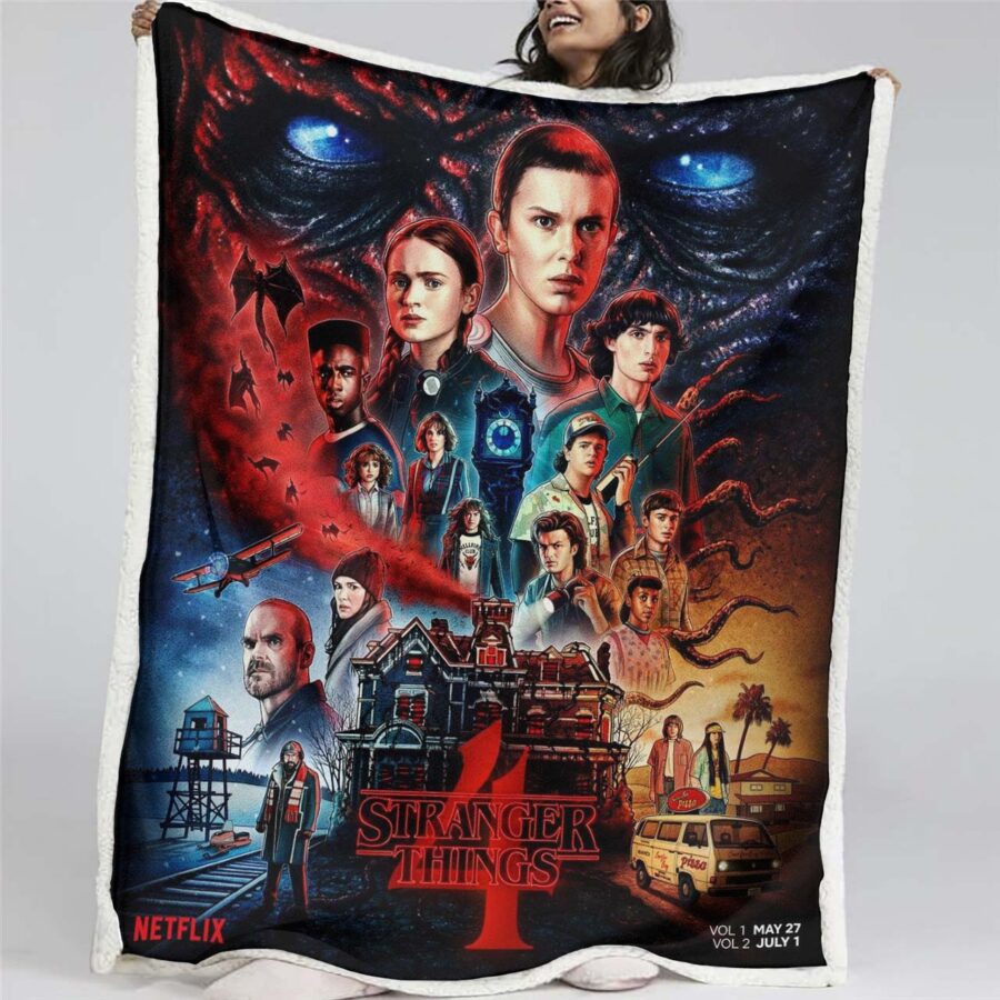 Stranger Things Alle Charaktere 03 Decke - Fleecedecke