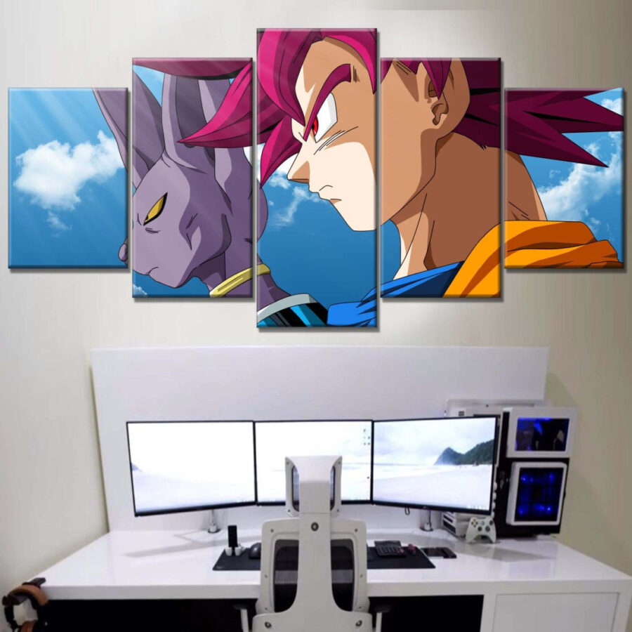 Dragon Ball Z Beerus und Goku Super Saiyan God Leinwandbilder