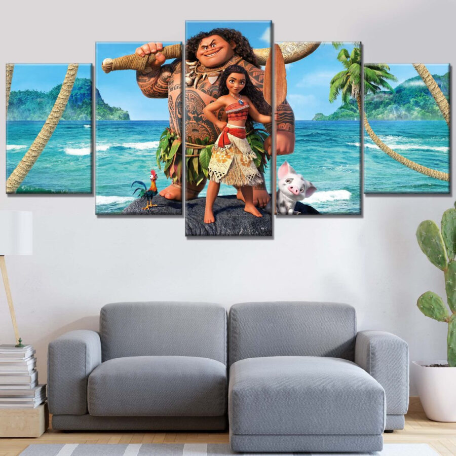 Moana Alle Charaktere 3 Leinwandbilder